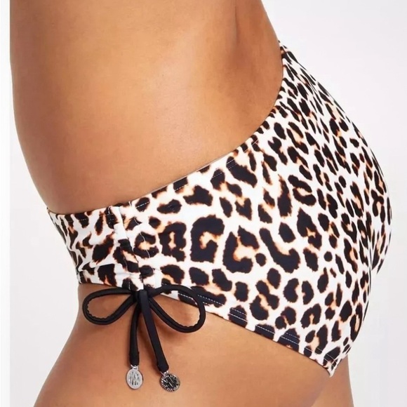 DKNY Women's Wild Thing Soft White Leopard-Print Side-Tie Bikini Bottoms S M - Picture 3 of 10